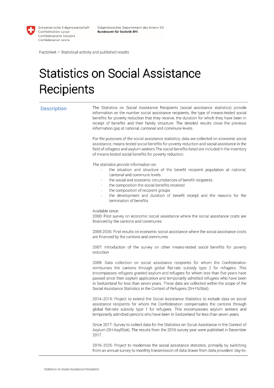Statistics on social assistance recipients