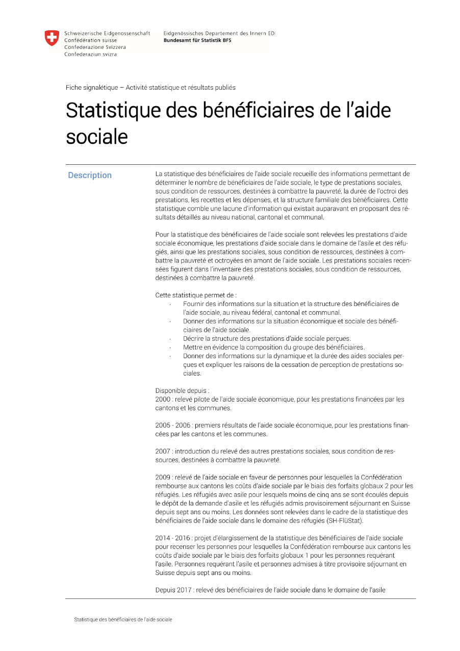 Statistique des bénéficiaires de l'aide sociale