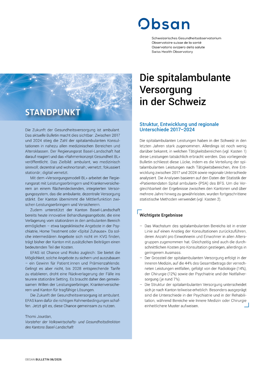 Die spitalambulante Versorgung in der Schweiz