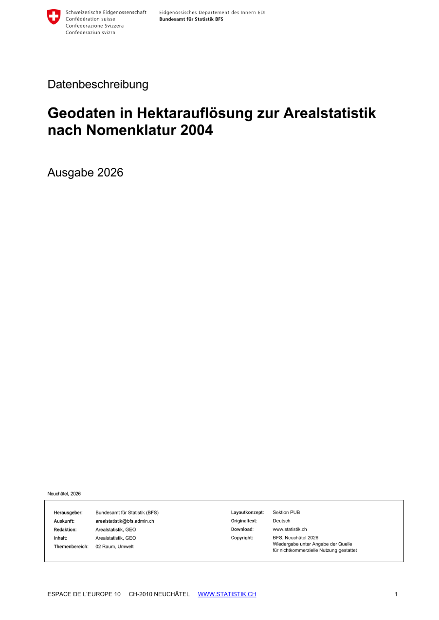 Arealstatistik: Beschreibung der Geodaten
