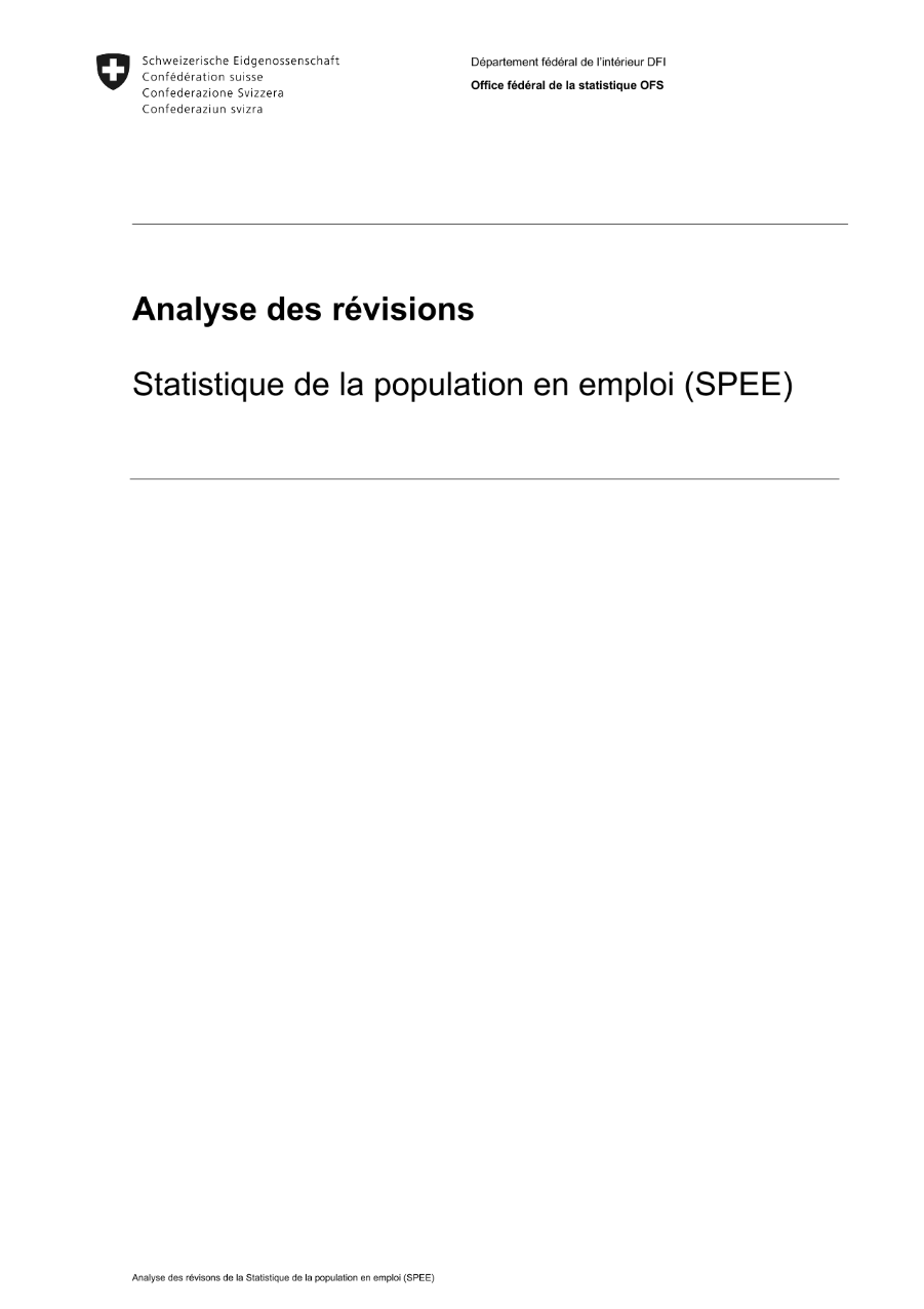 Statistique de la population en emploi (SPEE) - Analyse des révisions