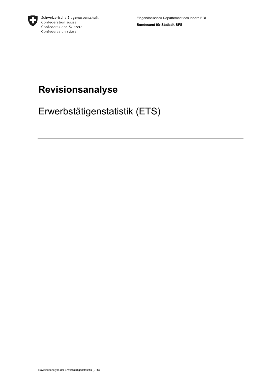 Erwerbstätigenstatistik (ETS) - Revisionsanalyse