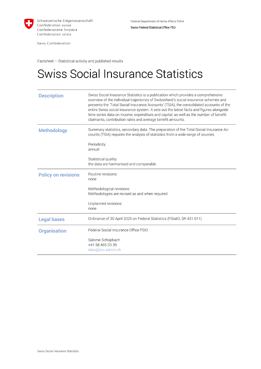 Swiss Social Insurance Statistics
