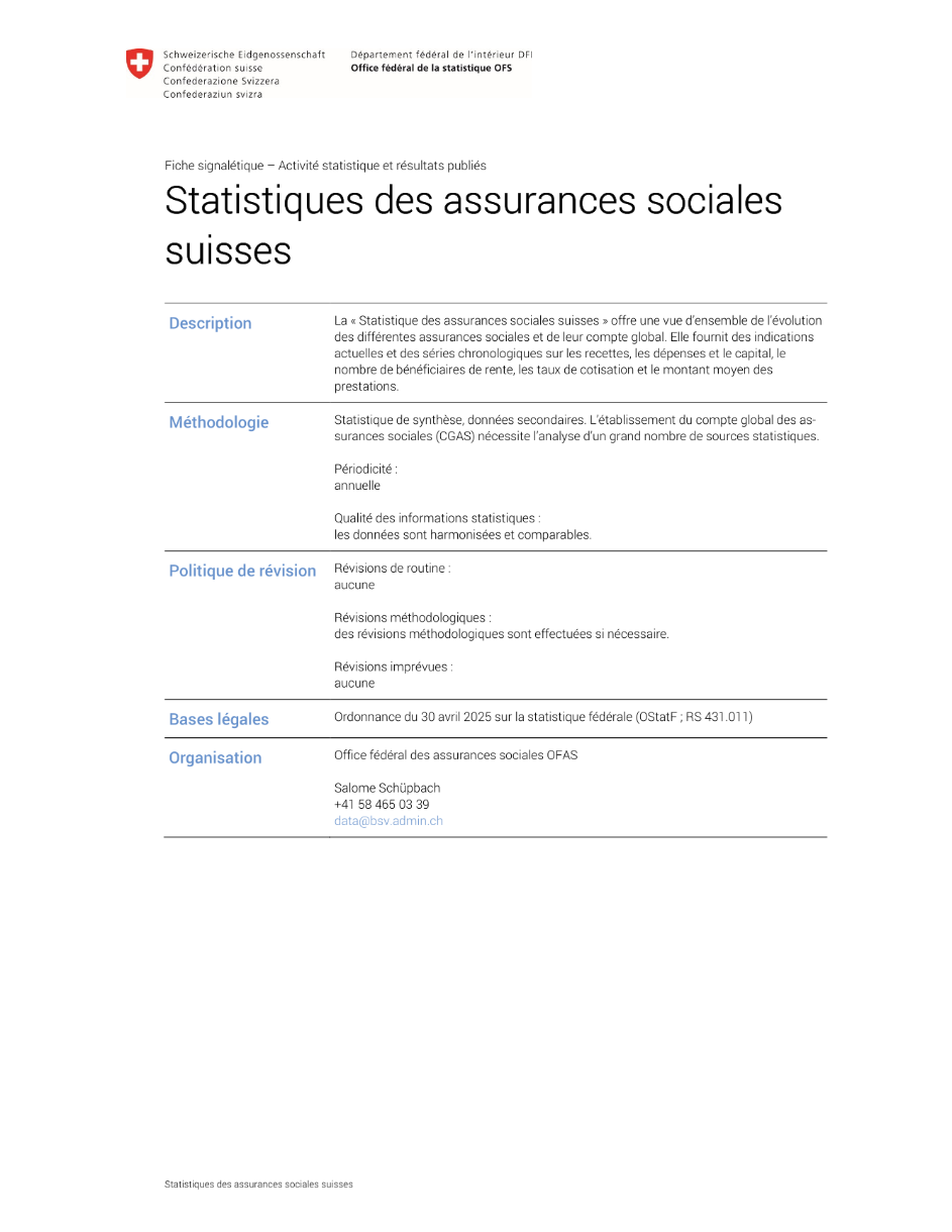 Statistique des assurances sociales suisses