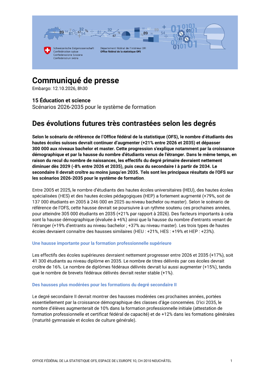 Des évolutions futures très contrastées selon les degrés