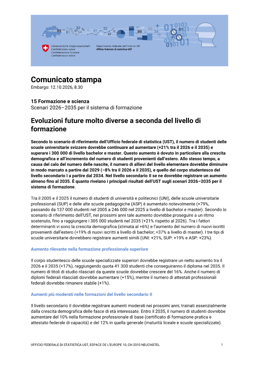 Evoluzioni future molto diverse a seconda del livello di formazione
