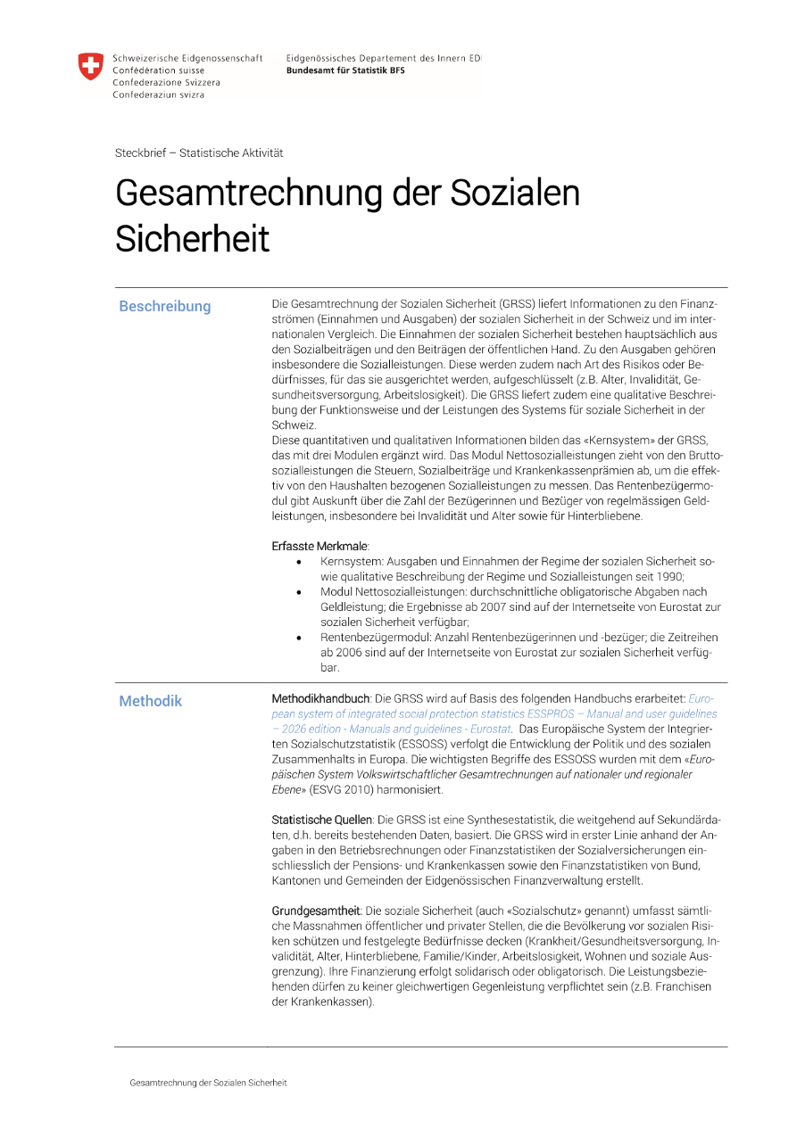 Gesamtrechnung der Sozialen Sicherheit