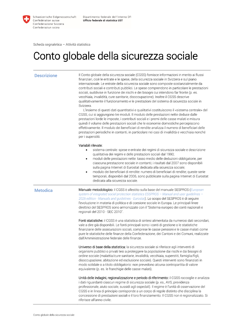 Conto globale della sicurezza sociale