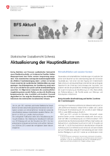 Statistischer Sozialbericht Schweiz: Aktualisierung der Hauptindikatoren