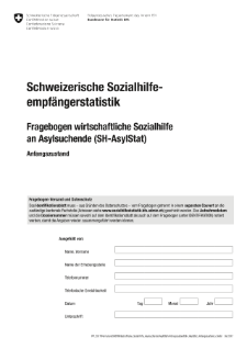Fragebogen wirtschaftliche Sozialhilfe an Asylsuchende (SH-AsylStat) - Anfangszustand