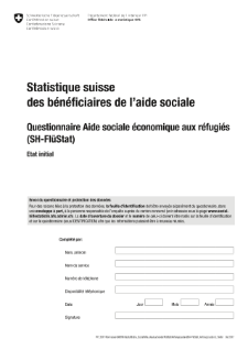 Questionnaire Aide sociale économique aux réfugiés (SH-FlüStat) - Etat initial