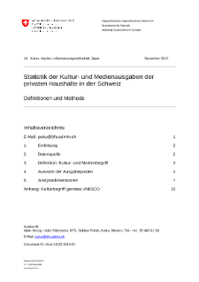 Statistik der Ausgaben der privaten Haushalte für Kultur und für Medien: Definitionen und Methode