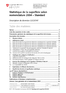 Statistique de la superficie standard selon nomenclature 2004, description: métainformations sur les géodonnées