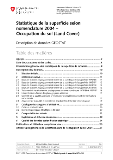 Statistique de la superficie selon nomenclature 2004 - Occupation du sol, description: métainformations sur les géodonnées