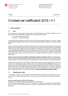 Circolare per le codificatrici ed i codificatori 2018 n. 1