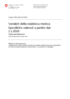 Statistica medica degli stabilimenti ospedalieri - Variabili della statistica medica. Specifiche valevoli a partire dal 1.1.2018