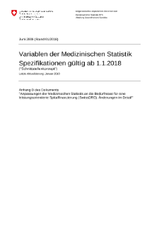 Medizinische Statistik der Krankenhäuser - Variablen der Medizinischen Statistik. Spezifikationen gültig ab 1.1.2018