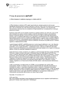 L'Ufficio federale di statistica respinge le critiche dell'ASI