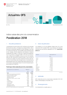 Indice suisse des prix à la consommation - Pondération 2018
