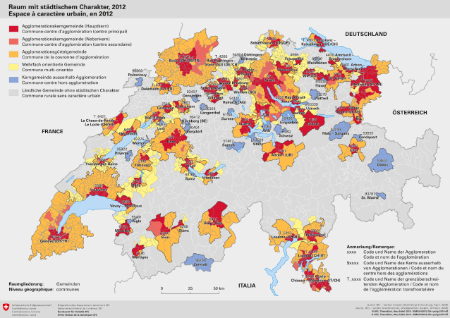 Espace à caractère urbain, en 2012