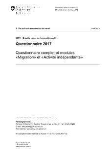 ESPA: Questionnaire 2017 - Questionnaire complet et modules «Migration» et «Activité indépendante»