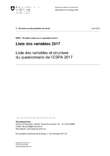 ESPA - Enquête suisse sur la population active: Liste des variables et structure du questionnaire de l'ESPA 2017