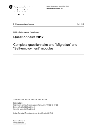 SLFS: Questionnaire 2017 - Complete questionnaire and “Migration" and “Self-employment" modules