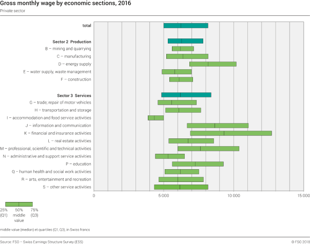 Gross monthly wage by economic sections