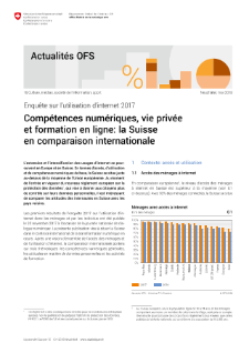 Compétences numériques, vie privée et formation en ligne: la Suisse en comparaison internationale