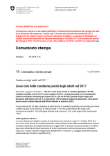 Lieve calo delle condanne penali degli adulti nel 2017