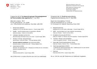 Programme de la 15e séance du groupe d'accompagnement de l'harmonisation des registres du 17 mai 2018