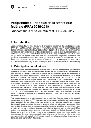 Rapport sur la mise en oeuvre: 2017
