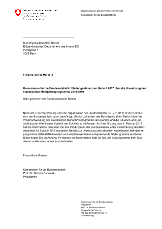 Stellungnahme der Kommission für die Bundesstatistik zum Bericht 2017