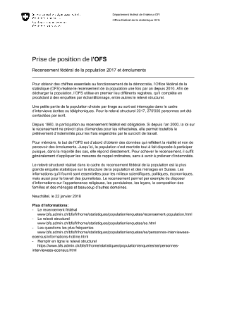 Recensement fédéral de la population 2017 et émoluments