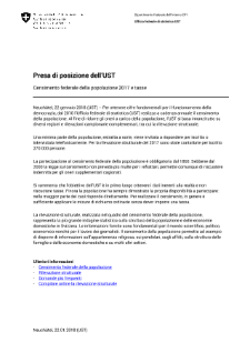 Censimento federale della popolazione 2017 e tasse