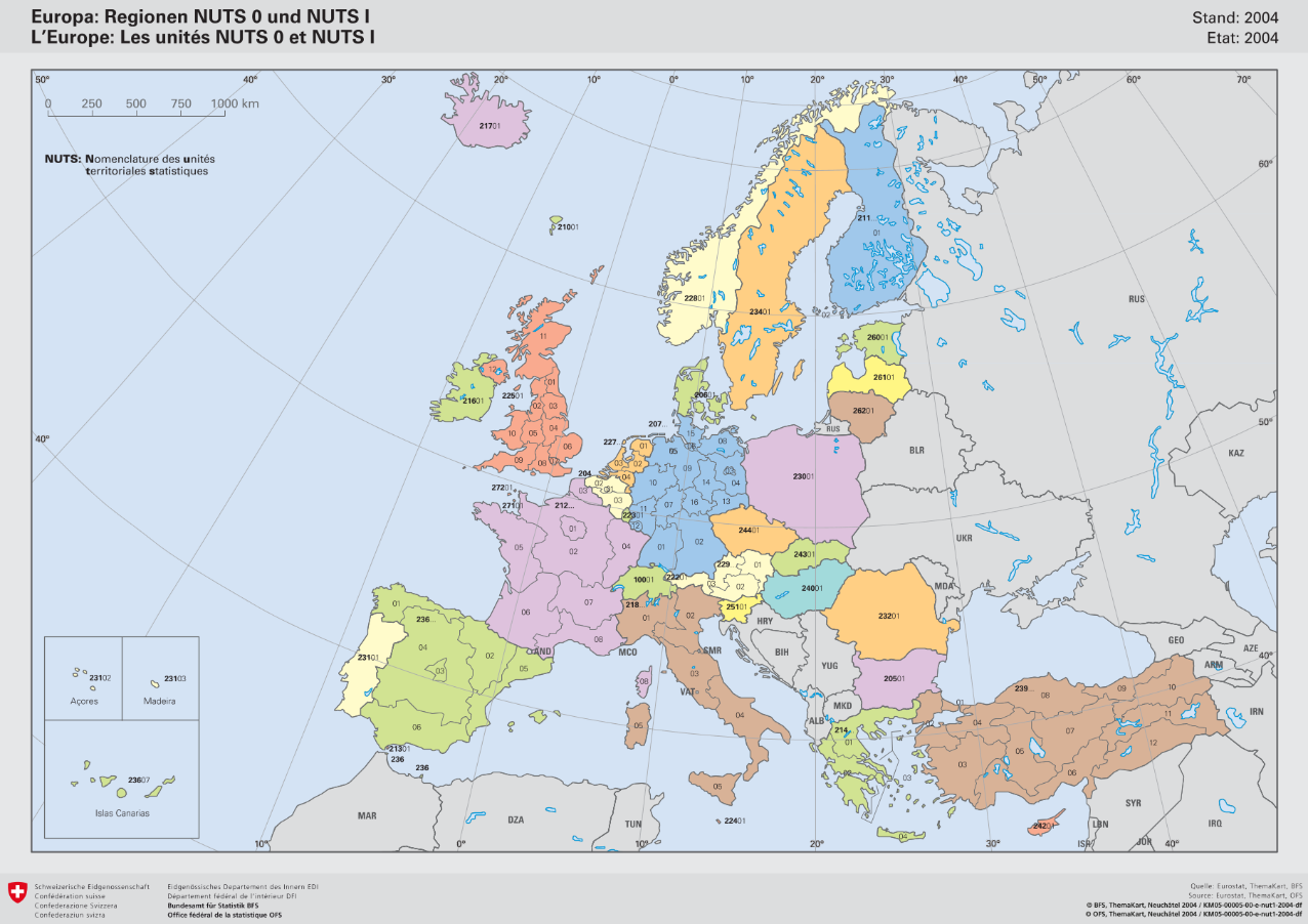 Europa: Regionen NUTS 0 und NUTS I