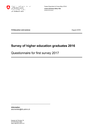 Survey of higher education graduates - Questionnaire for first survey 2017