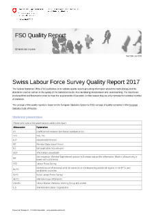 Swiss Labour Force Survey Quality Report 2017