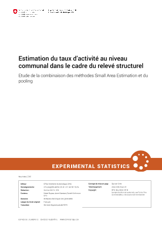 Etude de la combinaison des méthodes Small Area Estimation et du pooling