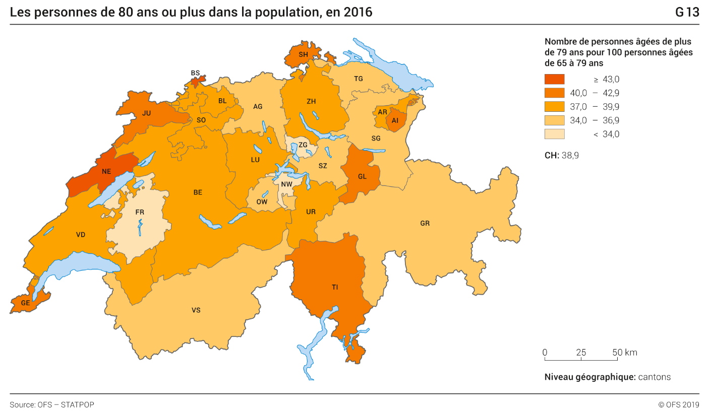 Les personnes de 80 ans ou plus dans la population, en 2016