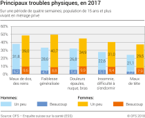 Principaux troubles physiques, en 2017