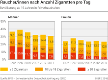Raucher/innen nach Anzahl Zigaretten pro Tag