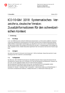 ICD-10-GM 2018 Systematisches Verzeichnis, deutsche Version: Zusatzinformationen für den schweizerischen Kontext