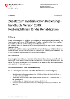 Zusatz zum medizinischen Kodierungshandbuch, Version 2019: Kodierrichtlinien für die Rehabilitation