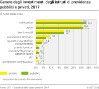 Genere degli investimenti degli istituti di previdenza pubblici e privati, 2017