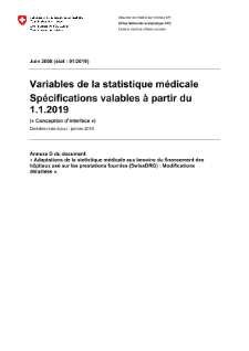 Statistique médicale des hôpitaux - Variables de la statistique médicale. Spécifications valables dès 1.1.2019