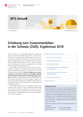 Erhebung zum Zusammenleben in der Schweiz (ZidS): Ergebnisse 2018