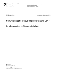 Schweizerische Gesundheitsbefragung 2017. Inhaltsverzeichnis der Standardtabellen