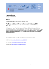 Producer and Import Price Index rose in February 2019 by 0.2%