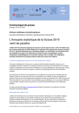 L'Annuaire statistique de la Suisse 2019 vient de paraître